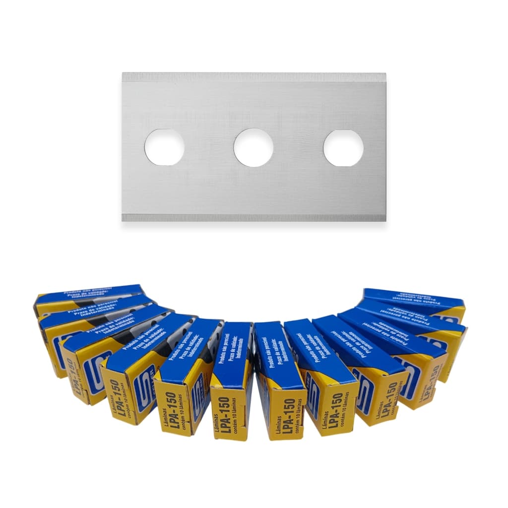 Lâmina Retangular para Estilete LPA-150 Seller 38×22mm Aço Carbono – Kit com 12 caixas com 10 lâminas cada