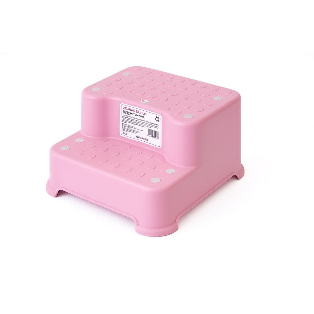 Banquinho Escadinha Infantil Rosa 2 Degraus Banheiro Pia Vaso Sanitário Antiderrapante