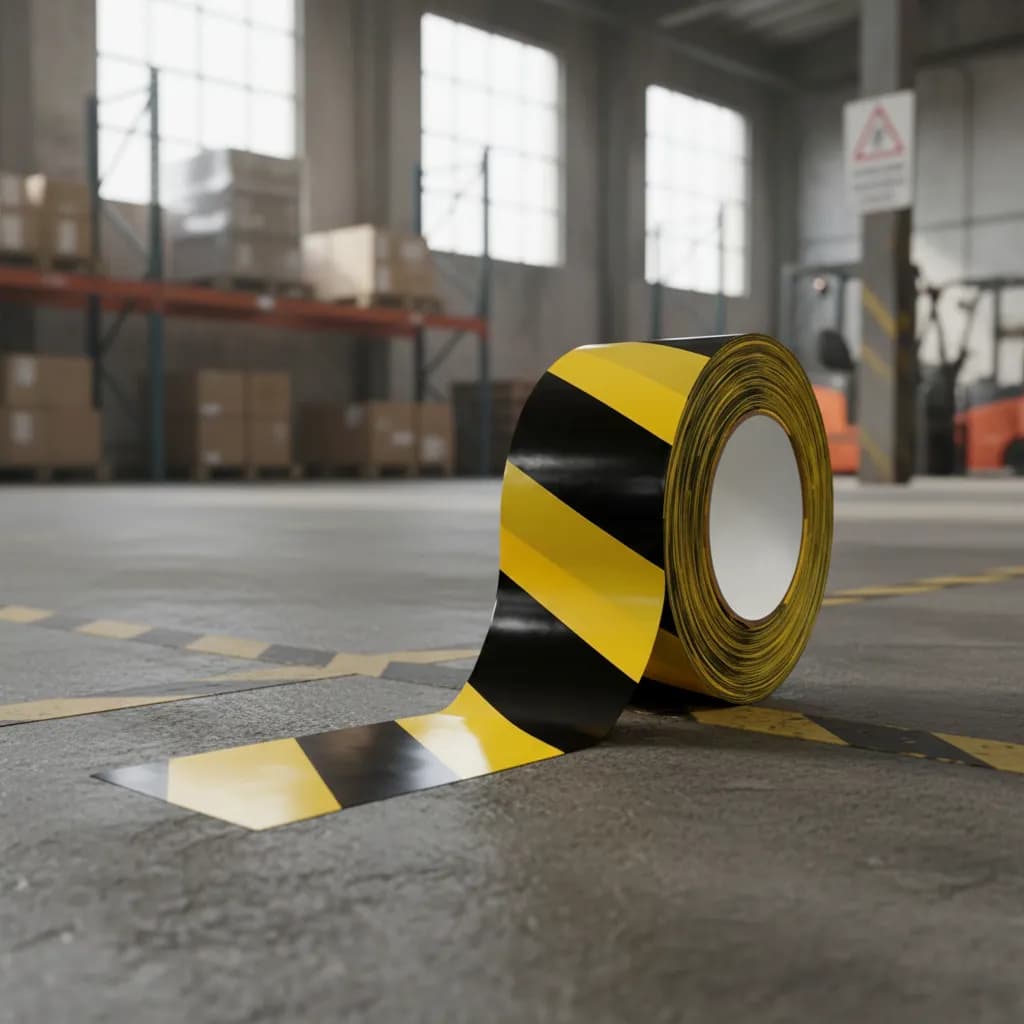 Fita Zebrada para Isolamento Sinalização Preta e Amarela 10cm x 100 Metros Plastcor