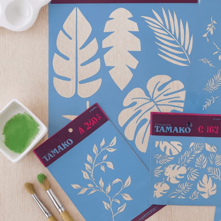 Kit 4 Stencil de Folhas Natureza Folhagem Pintura Decoração