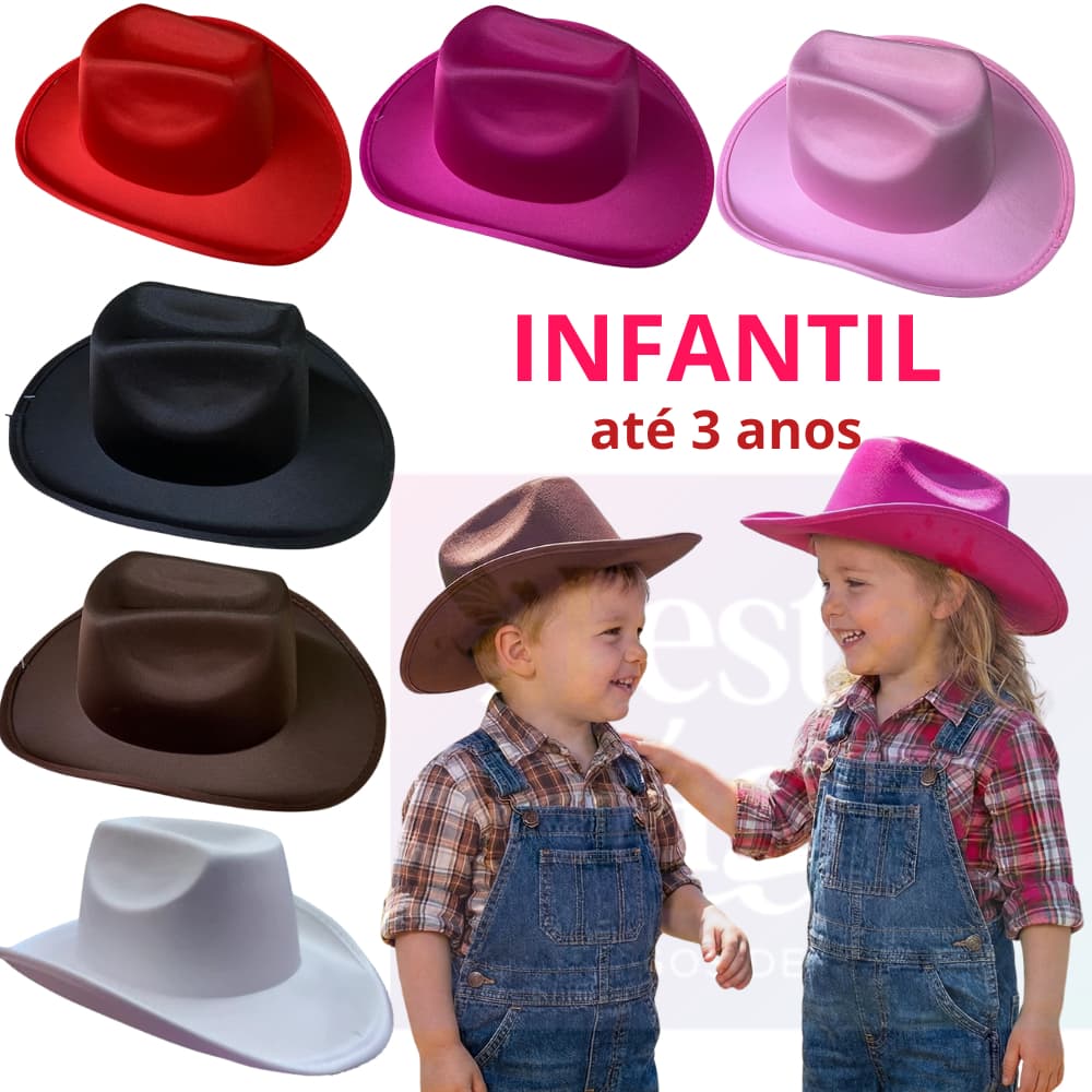 Chapéu de Cowboy Infantil Country Ana Castela Menino e Menina Festa Junina