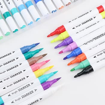 Kit com 12/24/36/48 cores marcadores acrílicos de ponta dupla