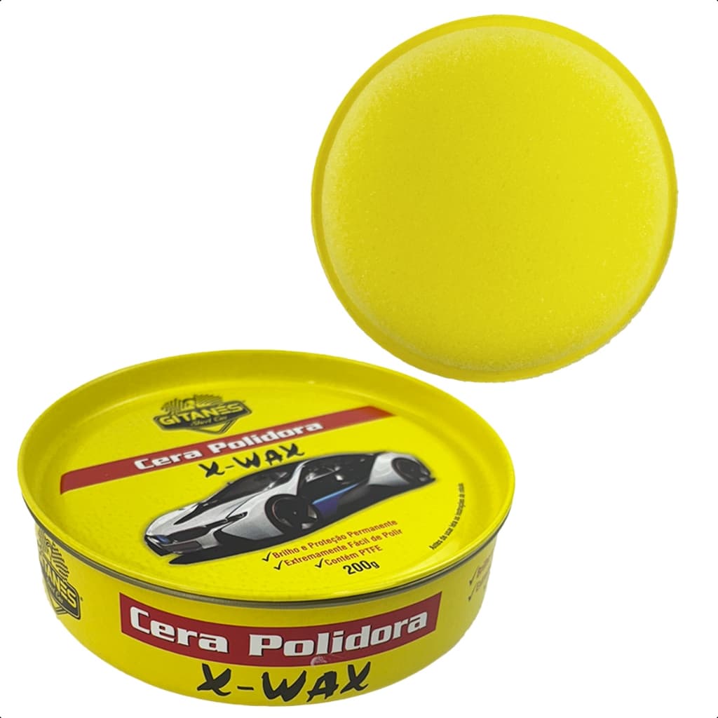 Cera Polidora Cremosa Automotiva 200g + Aplicador de Cera Pretinho