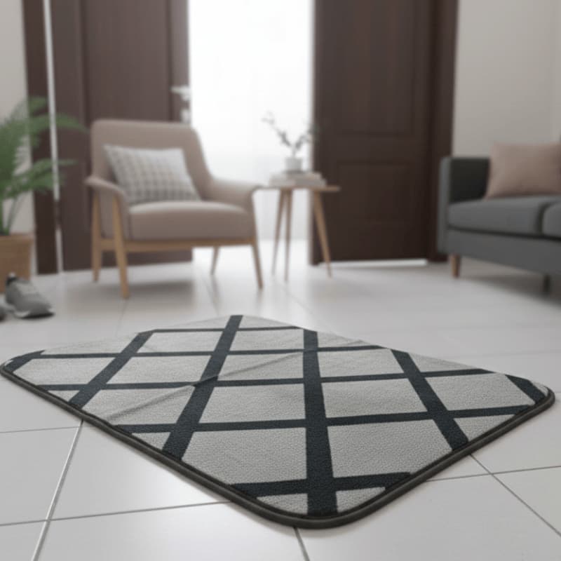 Tapete Geométrico Antiderrapante 50x70cm – Macio, Decorativo, Sala, Quarto, Cozinha e Banheiro