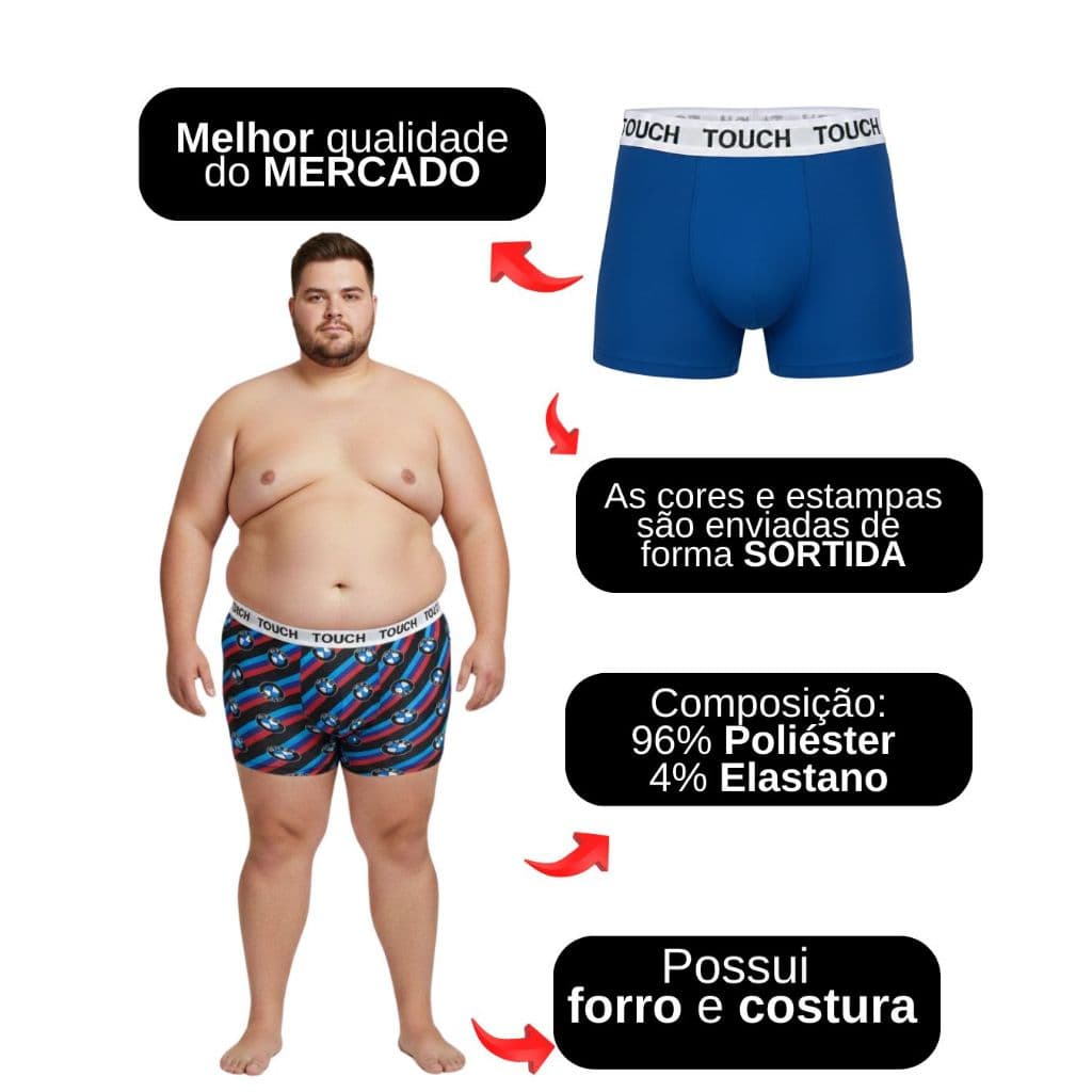 Kit 20, 10 e 5 Cuecas Box Plus Size Masculina Microfibra Resistente Leve Confortável Boxer Plus Extra Gg1 Gg2 GG3