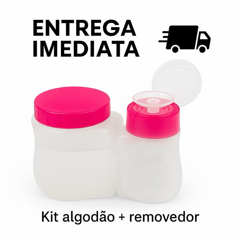 Porta Acetona e Algodão Pote Duplo Removível Plástico Resistente 150ml Dispenser Acetona e Algodão