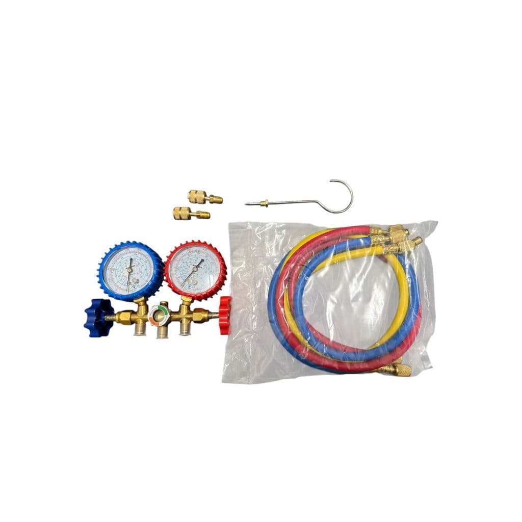 Manifold Manômetro R410 R134 R410A R404A + Mangueiras de 90cm e Conexões 1/4"x1/4" SAE e 2 Adaptadores R410A - Agetherm