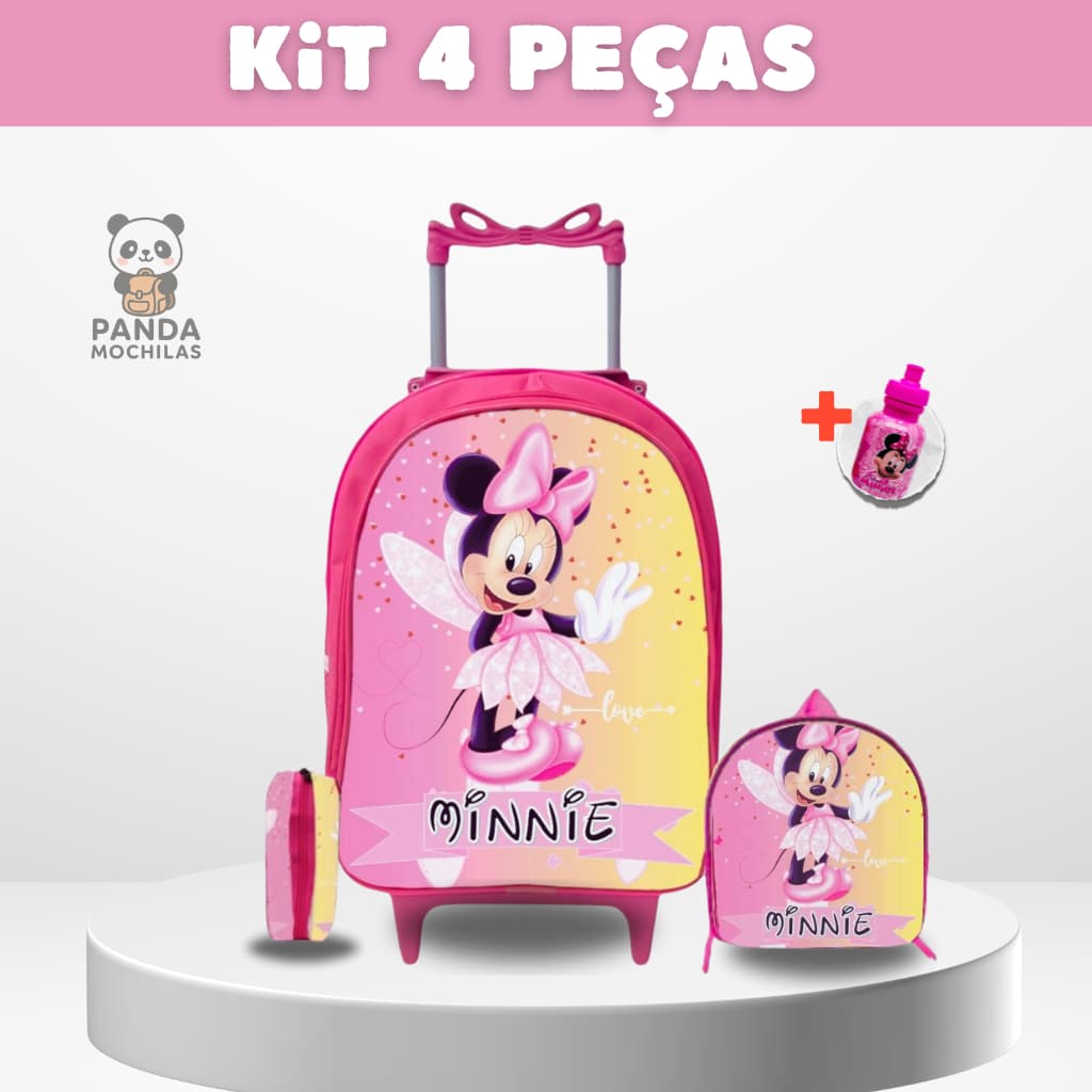 Kit Mochila Escolar Minnie + Lancheira + Estojo