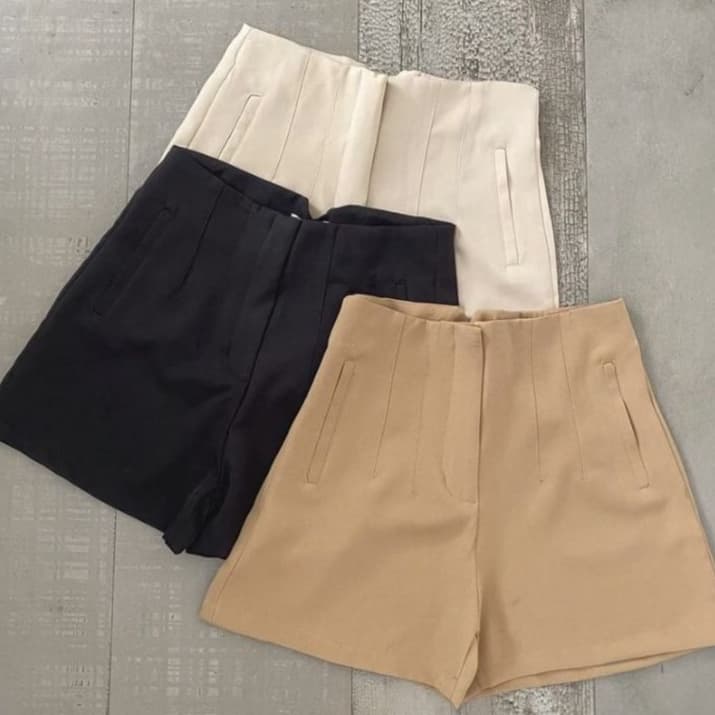 Short Alfaiataria Feminino Cintura Alta com Bolso frontal Moda Verão Casual