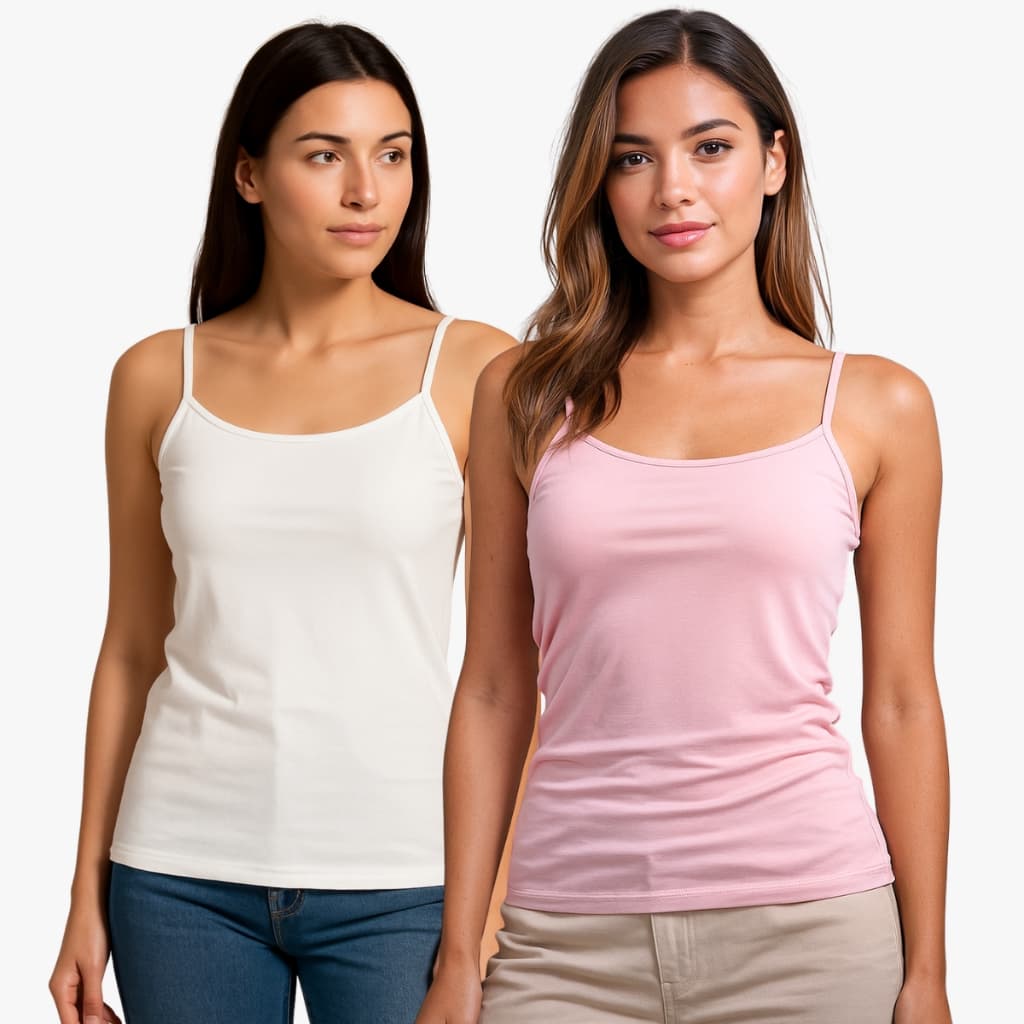 Kit 2 Regatas Feminina Básica para Dia a Dia Premium com Alças Finas