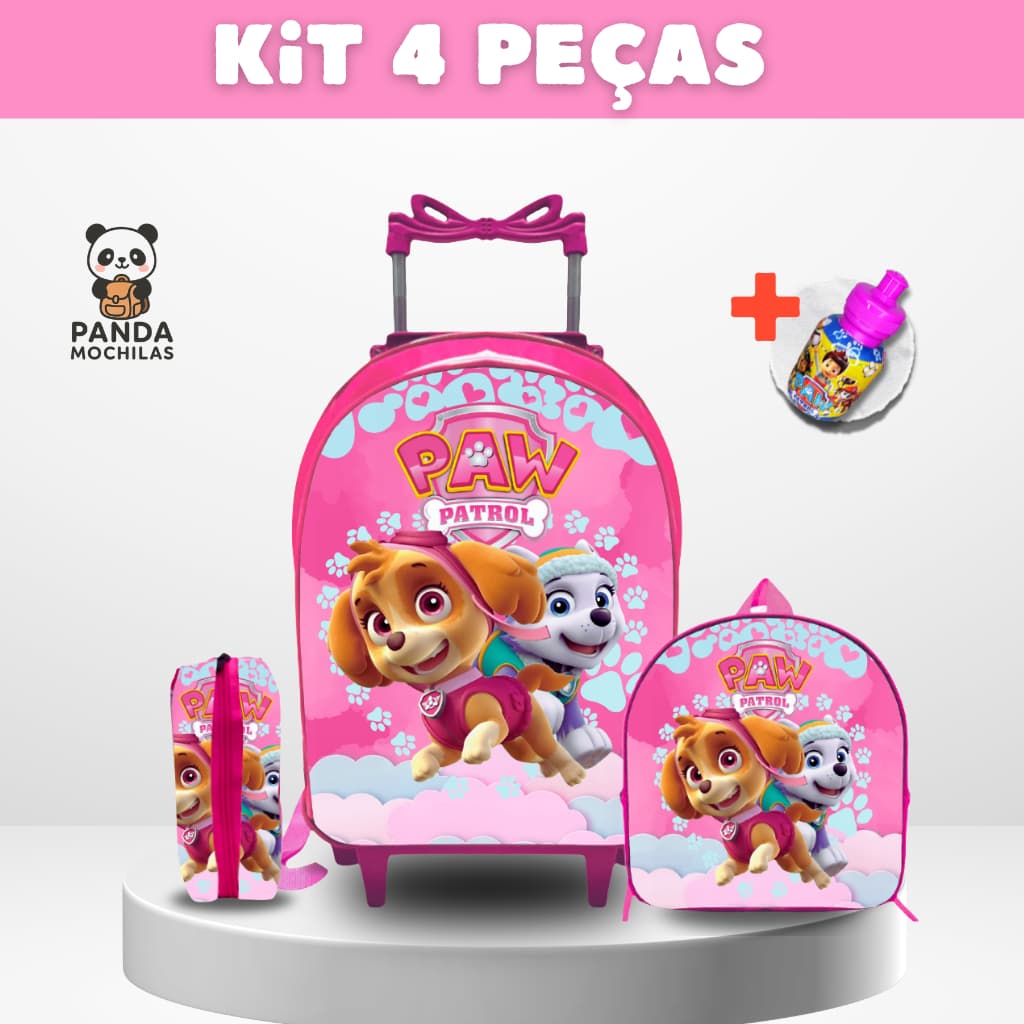 Kit Mochila Skye Patrulha Canina + Lancheira + Estojo
