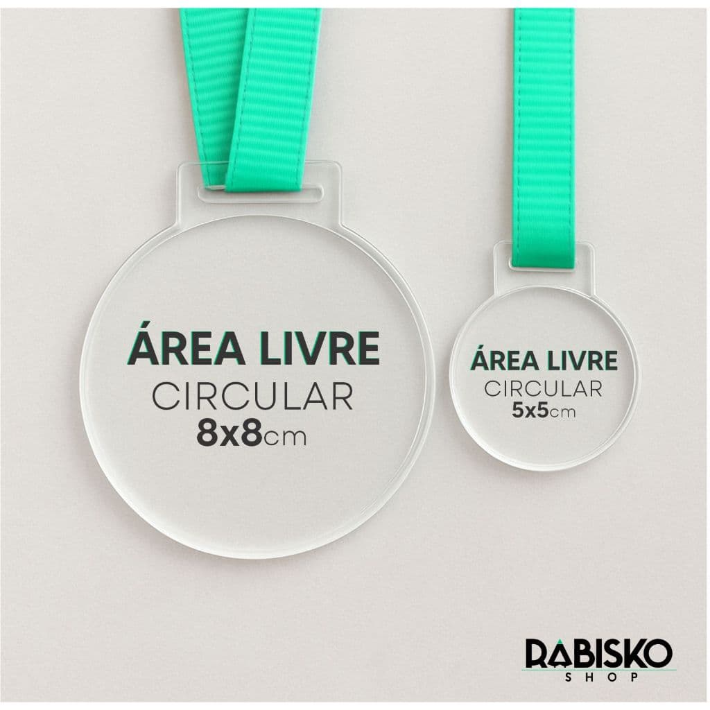 Kit Medalhas Acrílico Cristal 2mm Redonda Lisa 5cm e 8cm Resistente