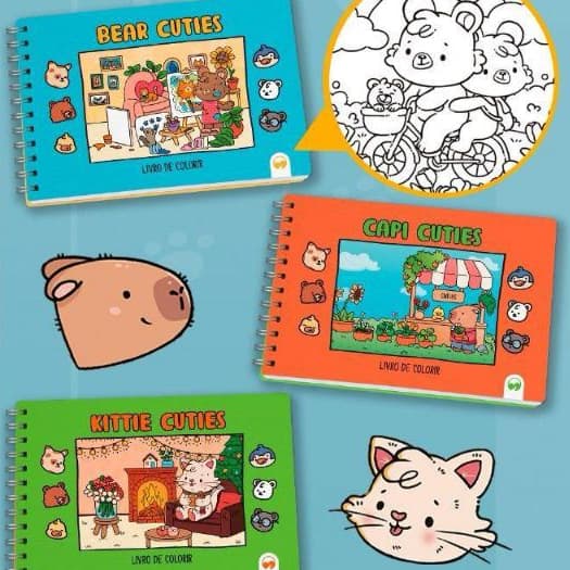 LIVRO DE COLORIR CUTIES CAPA DURA E LAMINA PROTETORA