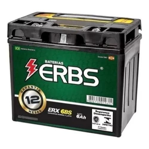 BATERIA - (6 AH - ERX 6BS) - TITAN 150/160/BIZ 125/BROS 160/CB TWISTER/FAZER 150