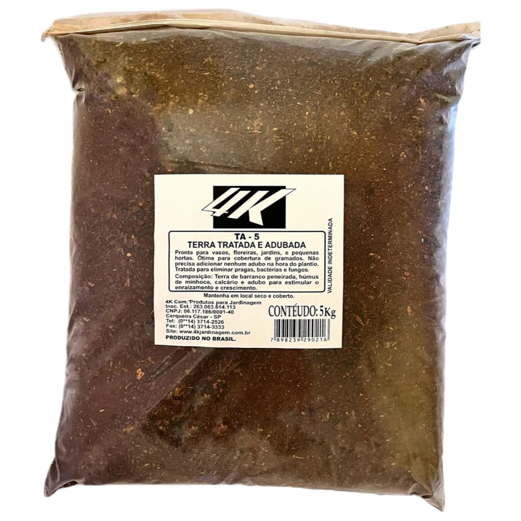 TERRA PREMIUM ADUBADA E TRATADA - 5 Kg - QUATRO K