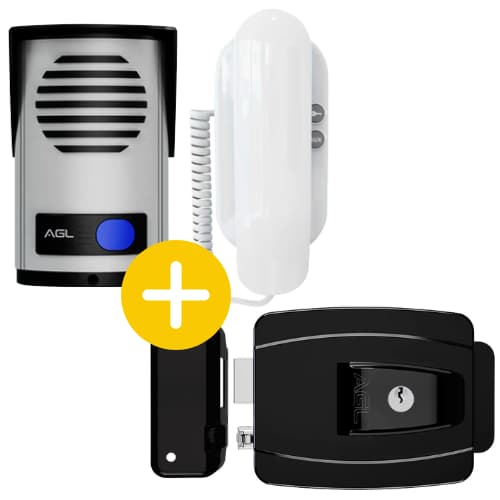Kit Interfone Porteiro Eletrônico Agl P10 Fechadura Elétrica