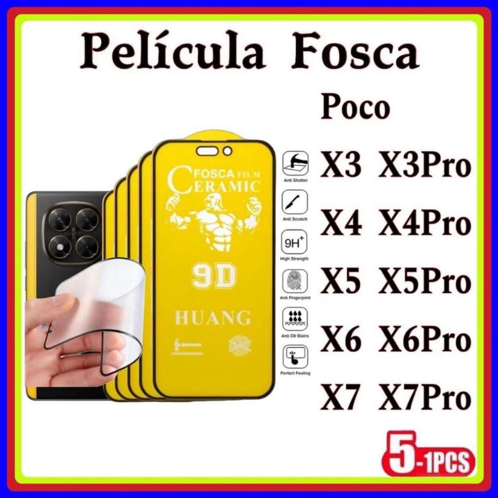 Película de Fosca Cerâmica Flexível 9D Xiaomi Redmi Poco X3 X3PRO X4 X4PRO X5 X5PRO X6 X6Pro X7 X7Pro