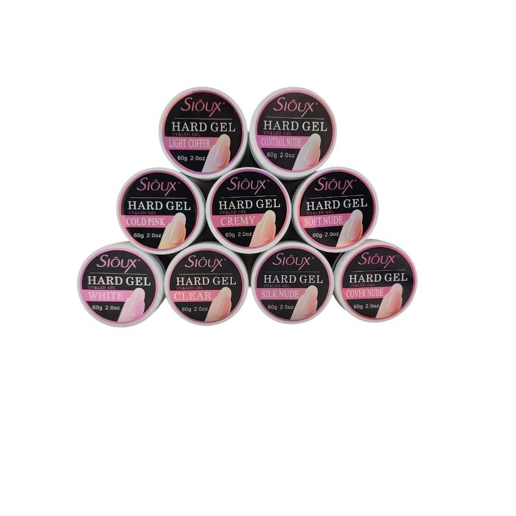 Gel Sioux Hard 60g Led uv - Control Nude - Cover - Cremy - Silk - Clear - White - Light Coffer