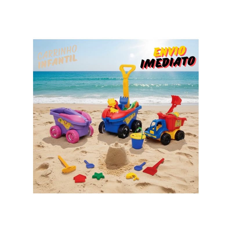Kit brinquedo de praia infantil Mor 11 peças baldinho pá peneira forminhas crianças