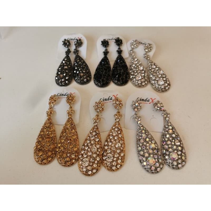 💫 Brincos Femininos Longos Gota com Strass Glamour Clássico e Brilho Intenso Design Alongado Metal Trabalhado B255045-18