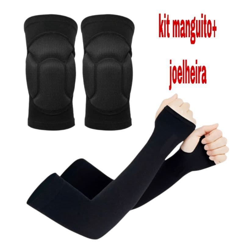 Kit Joelheira + Manguito Infantil/Juvenil – Vôlei e Esportes | Anti-Impacto e Alta Proteção