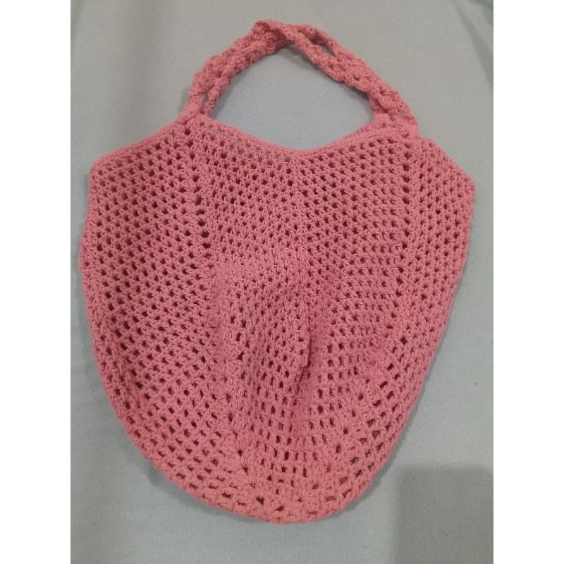 Bolsa Praia Rosa, Bolsa feita a mão, Ecobag, Bolsa de crochê.