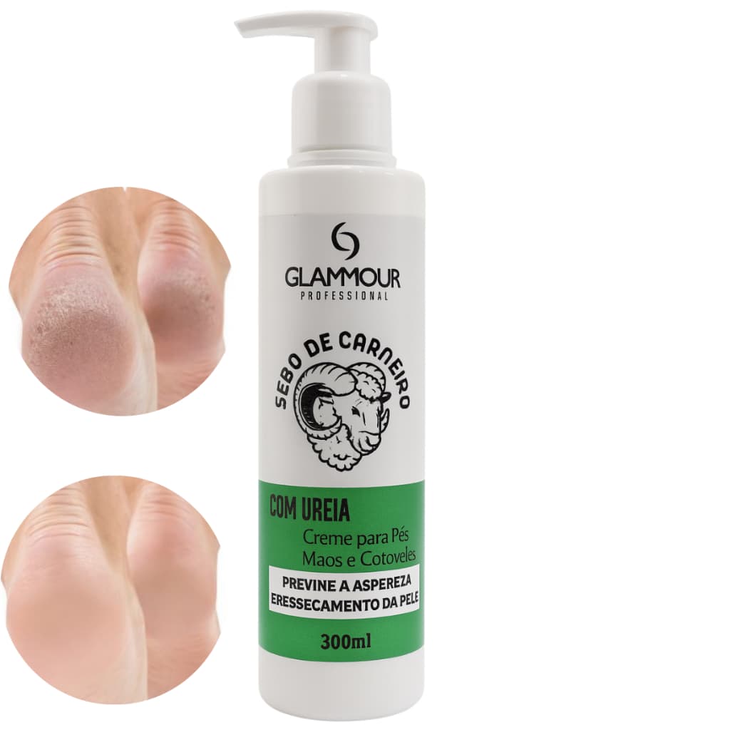 Sebo de Carneiro Creme Para Os Pés Com Ureia Glamour Professional 300ml