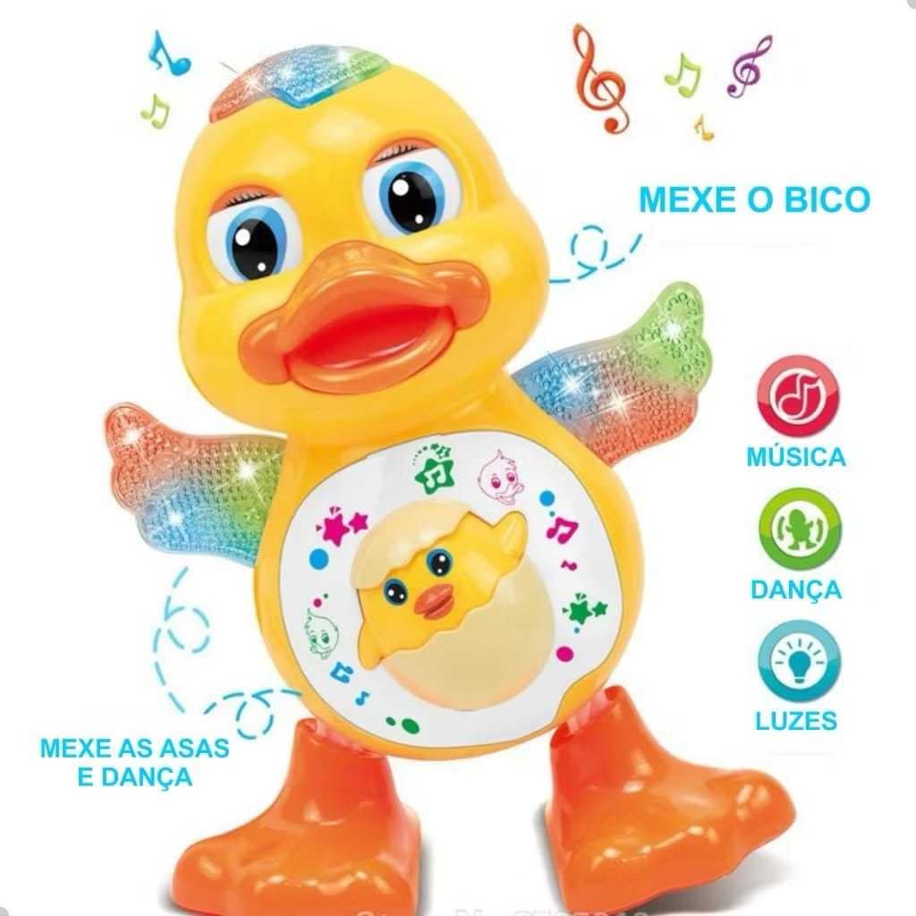 Brinquedo Patinho Pato Dançarino Musical Com Som Luz Infantil