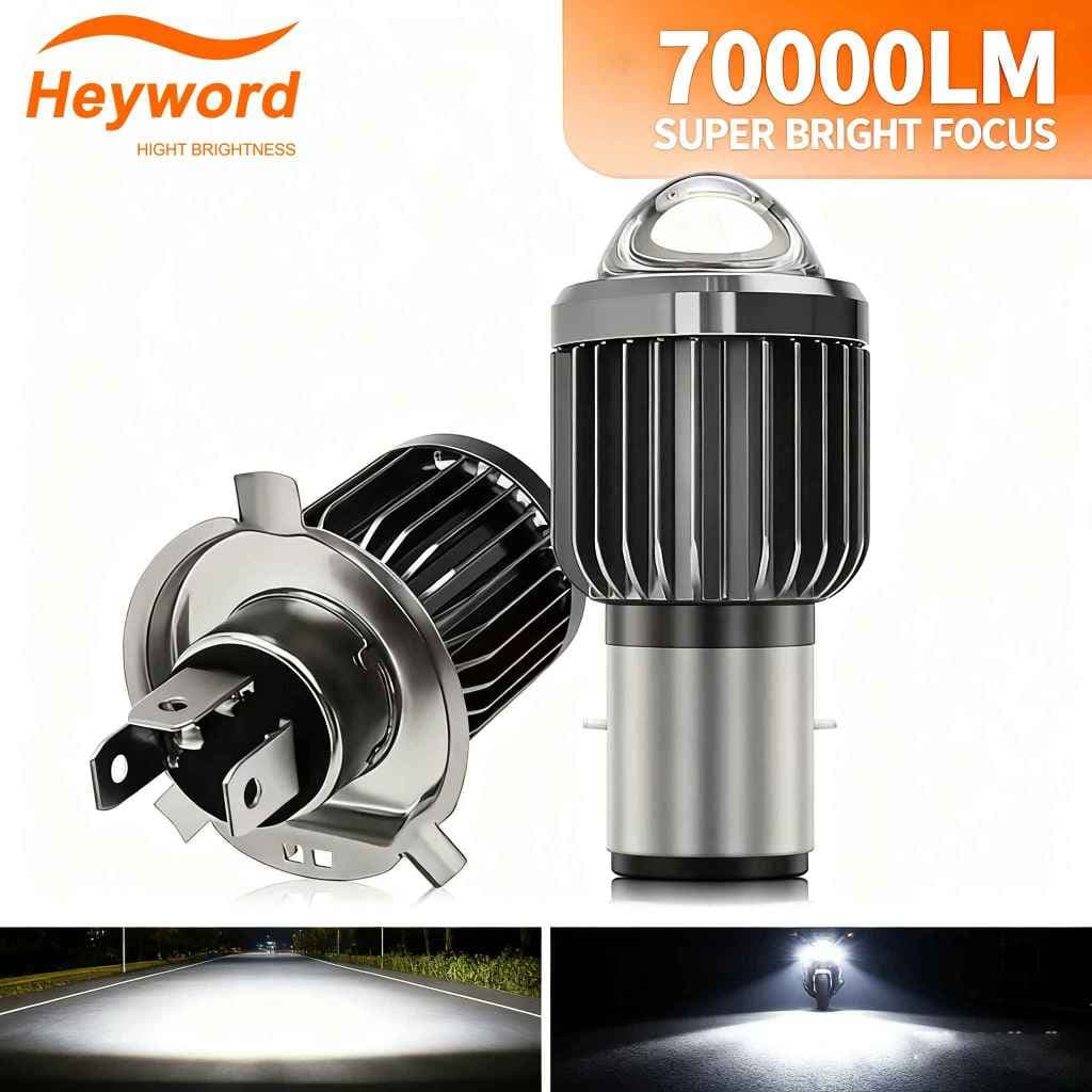 Luz de Projetor LED H4 para Motocicletas - 360° Visão, Dissipação de Calor Eficiente, Construção Durável