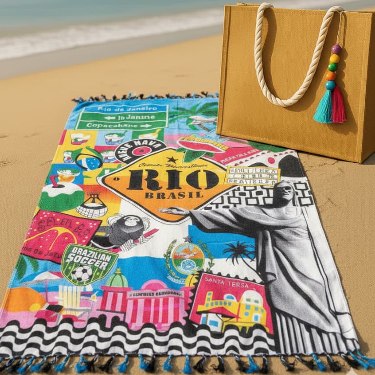 Kit Bolsa De Palha Feminina + Canga De Praia 180 cm Conjunto Verão