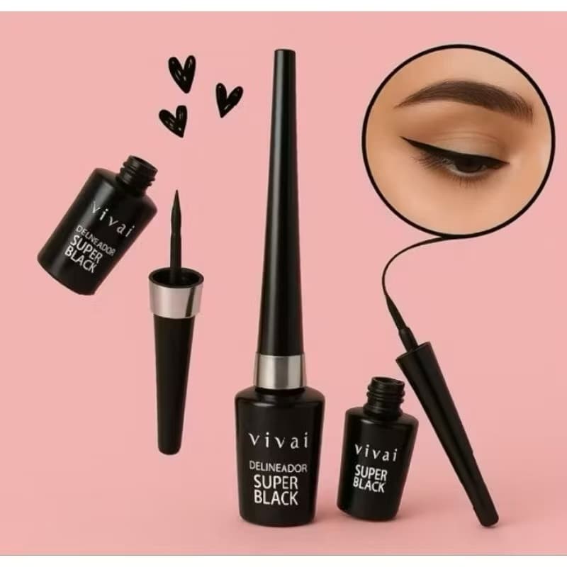 Vivai Delineador Líquido Super Preto Secagem Rápida À Prova D'Água Longa Duração para Olhos 2182