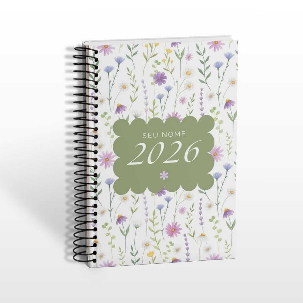 Agenda 2026 Datada 2 dias por página A5 15x21cm Feminina Floral