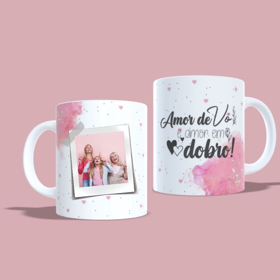 Caneca Amor de Vó é Amor em dobro, até que um dia alguém disse vovó Personalizada com Foto Album