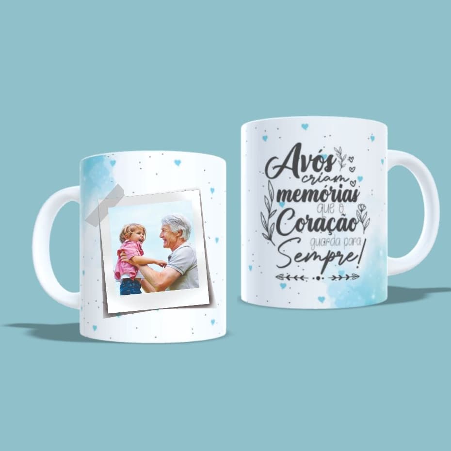 Caneca Avós Criam Memórias que o S2 guarda para sempre Personalizada Foto Nome Presente Vovô Vovó