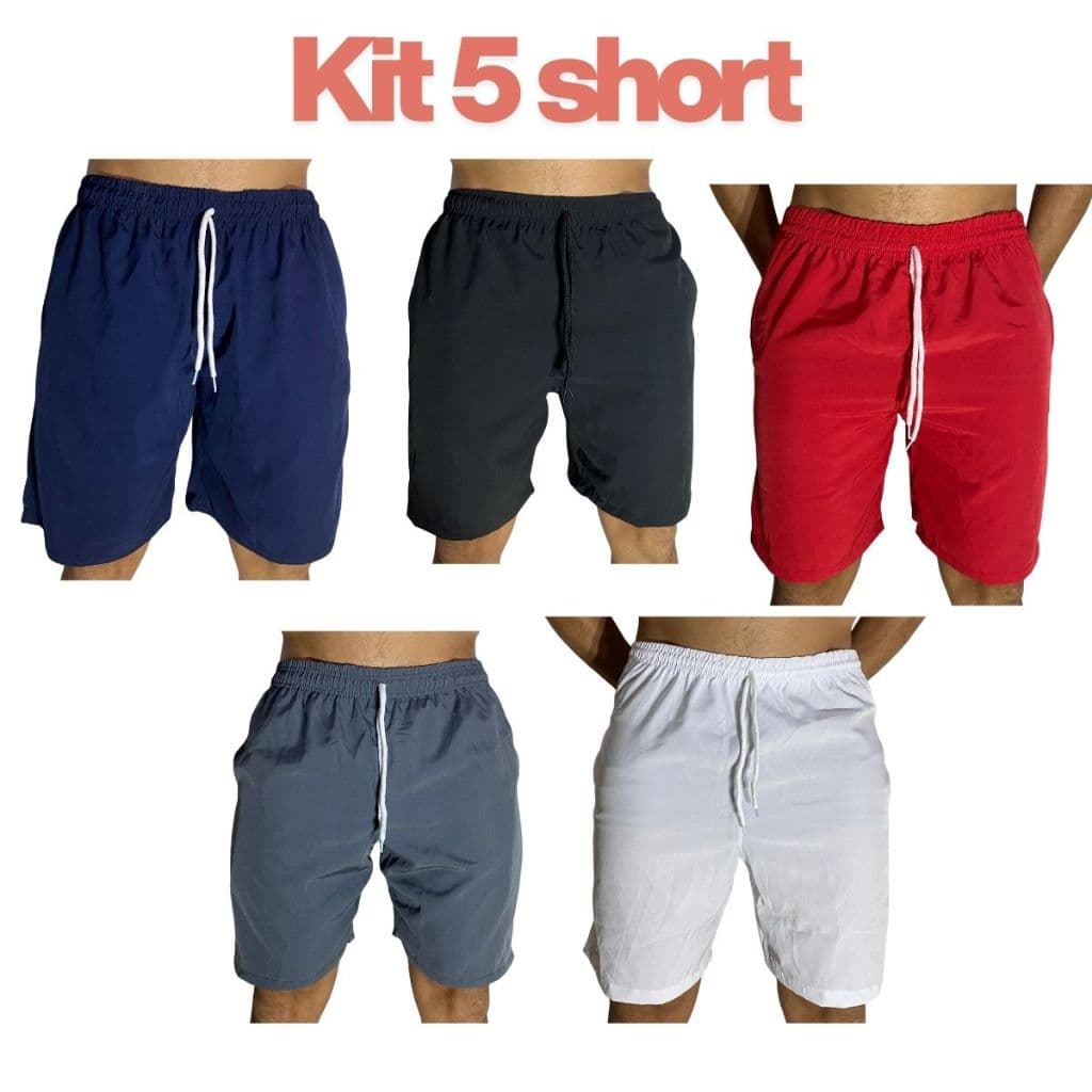 Kit 05 bermudas short calção masculino casual praia treino academia correr futebol diversas cores