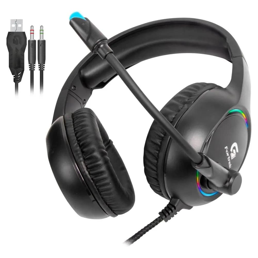 Headset Gamer Fortrek Holt, P2 + USB, RGB, Preto