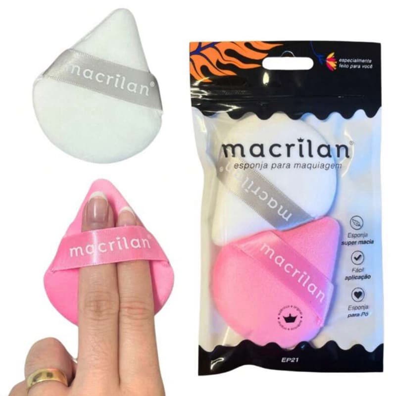 Kit Dupla De Esponjas P/ Pó Macrilan Super Macias Acabamento Profissional EP21