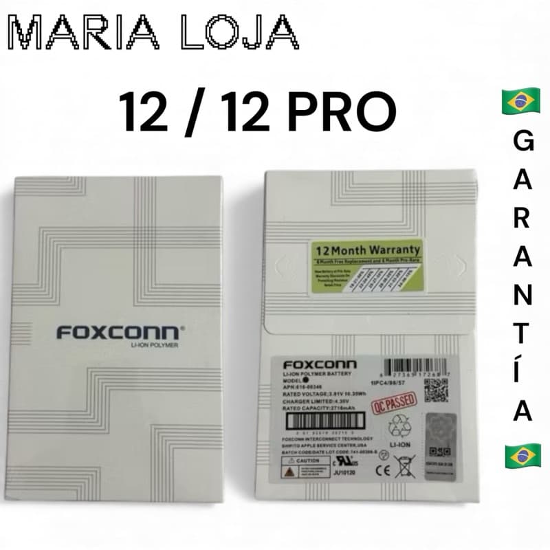 Bat-eria compatível, 12/12PRO nova e pronta para instalação. Produto desenvolvido para substituição do APARELHO