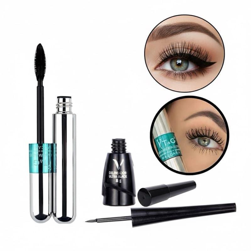kit 1 Marcará para cílios T&G Tango rímel 4D cor preta volume + 1 Delineador Preto Vivai
