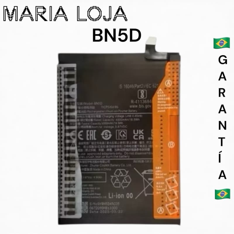 Bat-eria compatível, BN5D nova e pronta para instalação. Produto desenvolvido para substituição do APARELHO