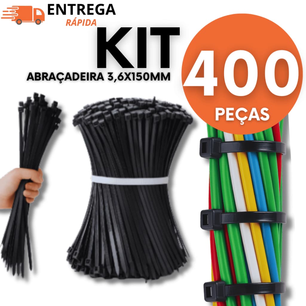 Kit Abraçadeiras De Nylon 3,6x150mm Preto Cinta Plástica Hellermann Resistente Uso Elétrico E Geral
