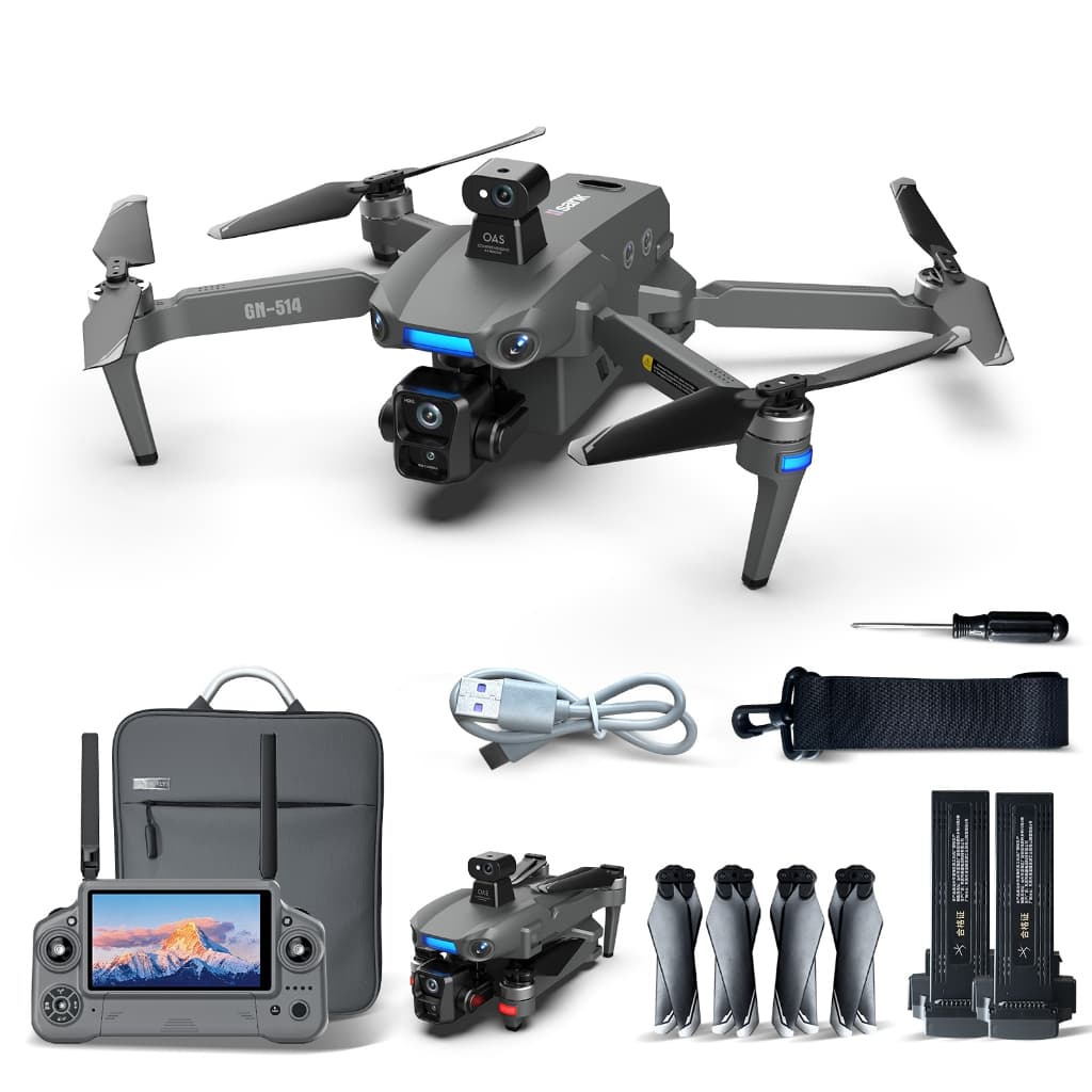 Drone 4K Profissional com GPS, Câmera 3 Eixos, 6Km FPV, Evita Obstáculos, 2 Baterias