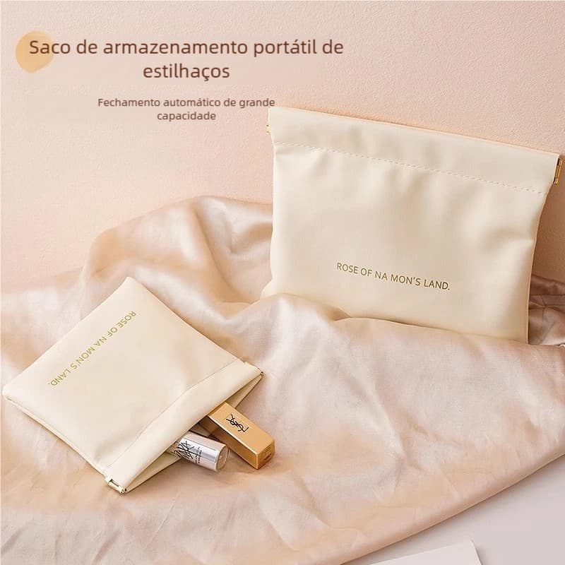 Bolsa de Armazenamento Mini PU Nova - Fechamento Simples para Moedas e Fones