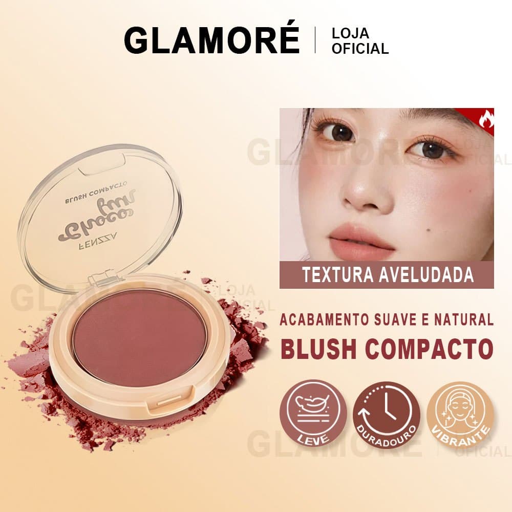 Blush Compacto Fenzza Choco Fun – Alta Pigmentação – Acabamento Matte – Tons Terrosos