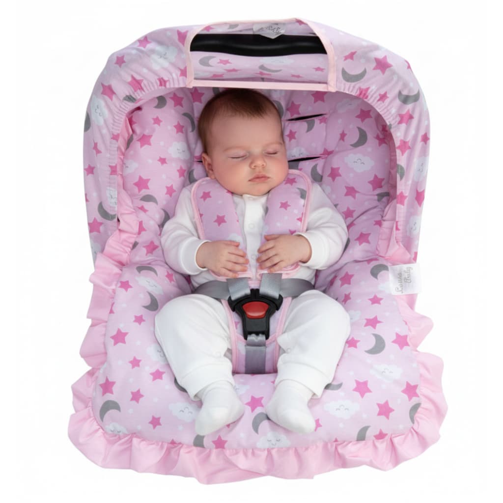 Kit 4 Peças Capa Bebê Conforto Capota Capa Solar Protetor de Cinto 100% Algodão Macio Confortável