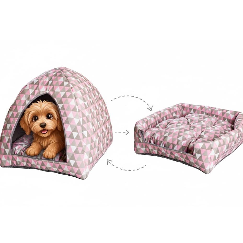 Cama Toca Iglu com Almofada Removível para Gatos e Cachorros até 7kg – Conforto e Estilo -