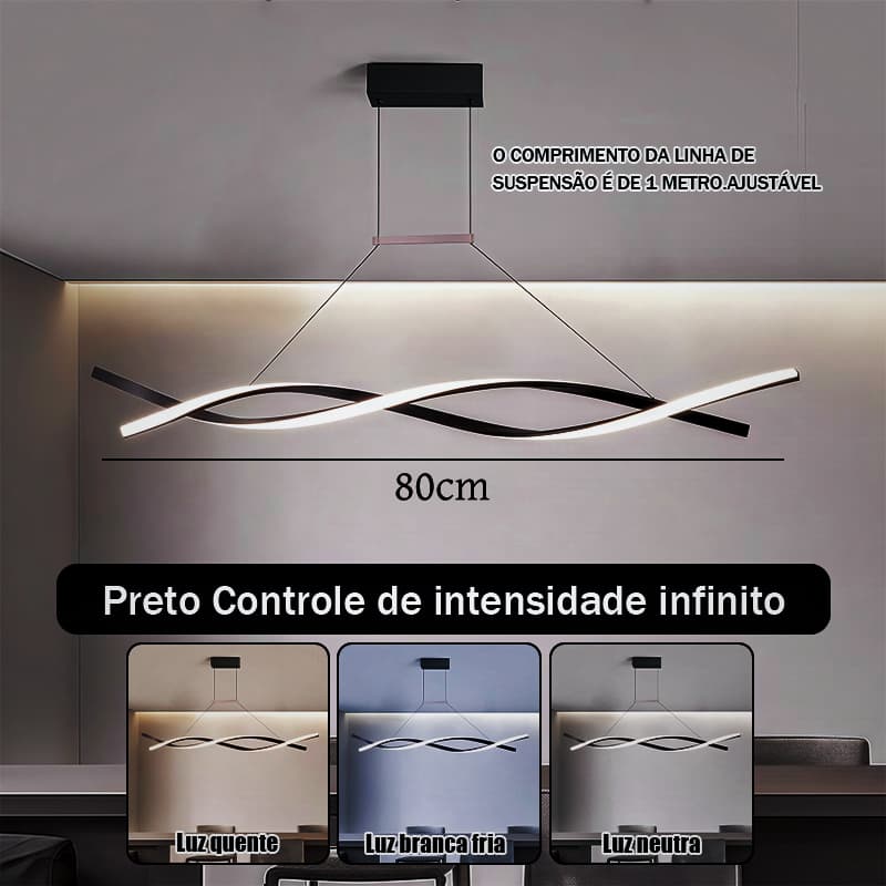 Oferta Limitada!Lustre De 3 Cores Para Sala De Jantar Com Luz De Teto Estar/Quarto/Lustre 80cm LED/Cabo Ajustável 1m