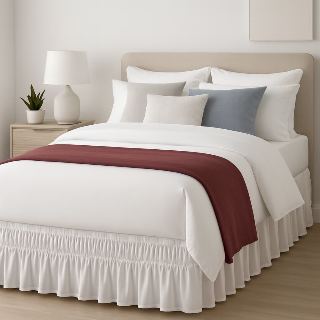 Saia Para Cama Box Ajustável com Elástico Casal Queen Fácil Colocação Decoração Babado Quarto 3 em 1