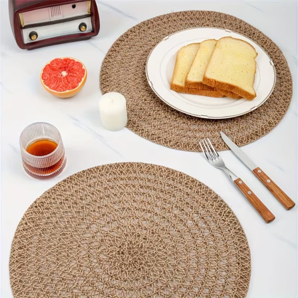 Kit Jogo Americano Redondo Borda Desfiado 38cm Descanso Decorativo Jogo Americano Mesa Jantar