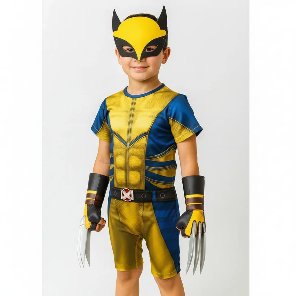 Fantasia Infantil Roupa Wolverine Com Máscara E.v.a